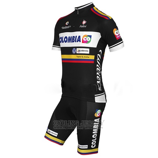 2014 Cycling Jersey Colombia Black Short Sleeve and Bib Short